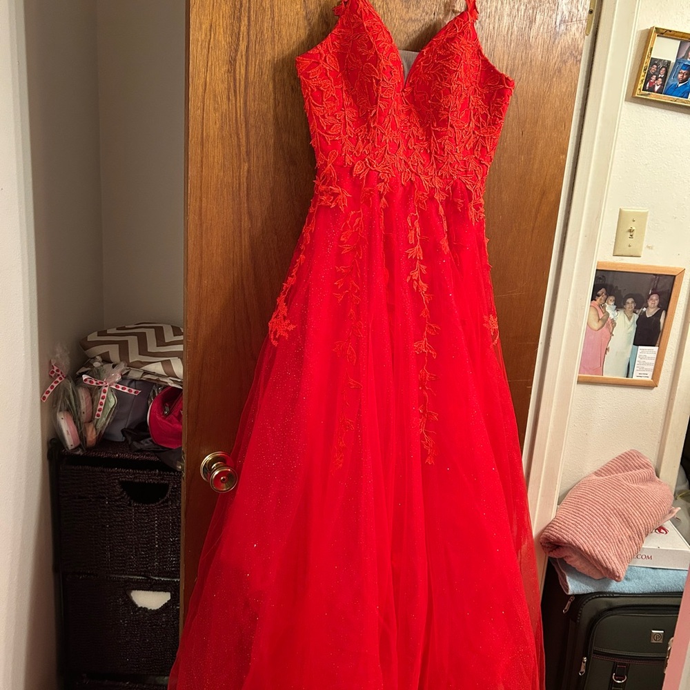 Elegant Red Lace Gown